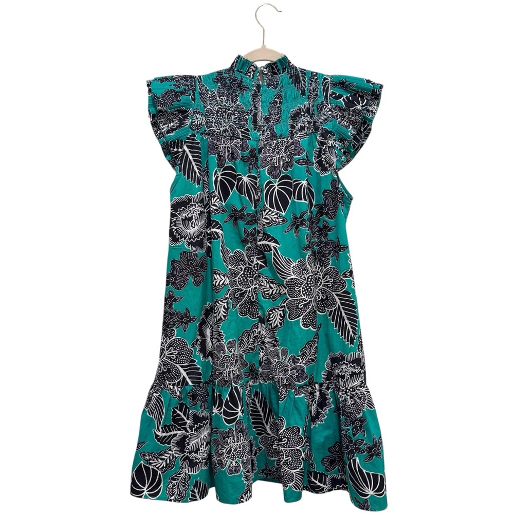 Love the Label Mini Dress Boho Floral Resortwear Preppy Green Black Sz S - Picture 6 of 16